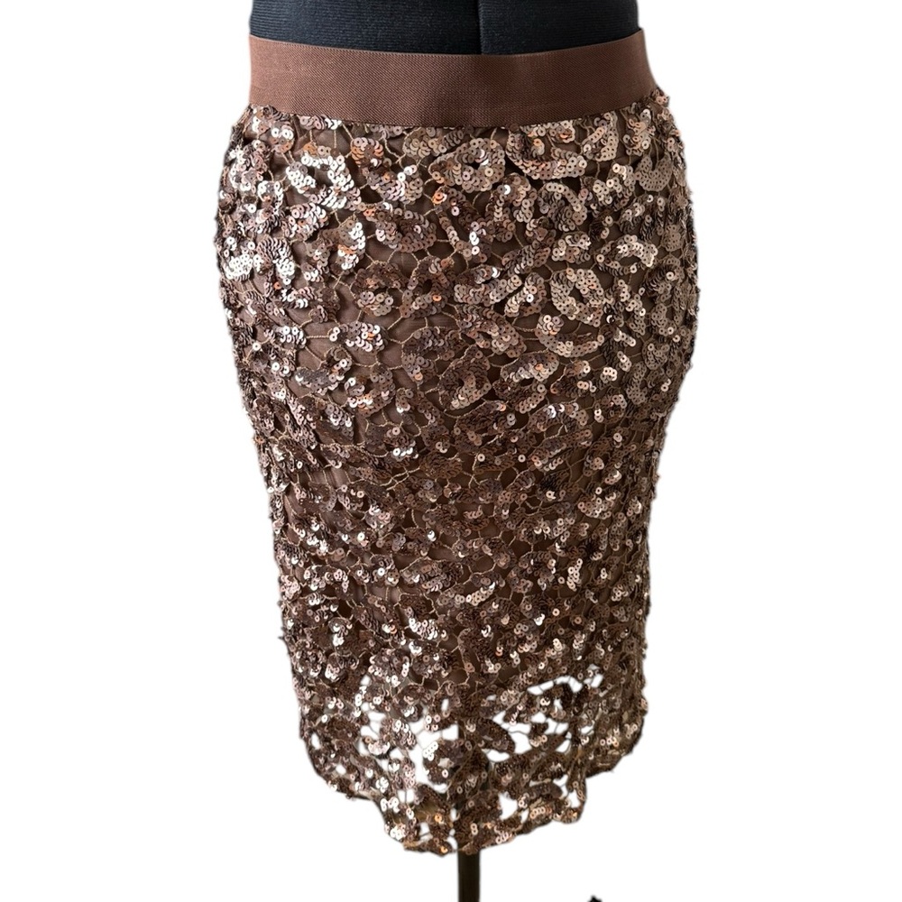NWOT BCBG MaxAzria Doreshea bronze sequin pencil skirt - size XS